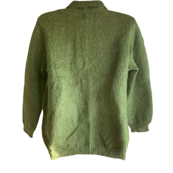 Vintage 50s Bobbie Brooks Sweater Womens Large Shaggy Pullover Green Mohair Wool - Picture 5 of 6